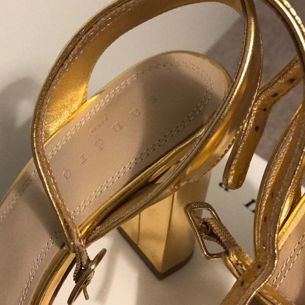 Sandro Adrianne heeled sandals in gold leather - Picture 7 of 8